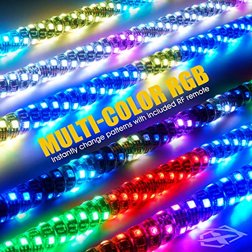image for Xprite 4FT Spiral RGB LED Whip Light, Waterproof Whip Lights with RF R