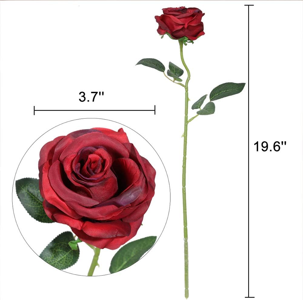 Nubry Artificial Silk Rose Flower Single Stem Lifelike Fake Rose for Wedding Bouquet Floral Arrangements Home Party Centerpiece Decoration - Image 5