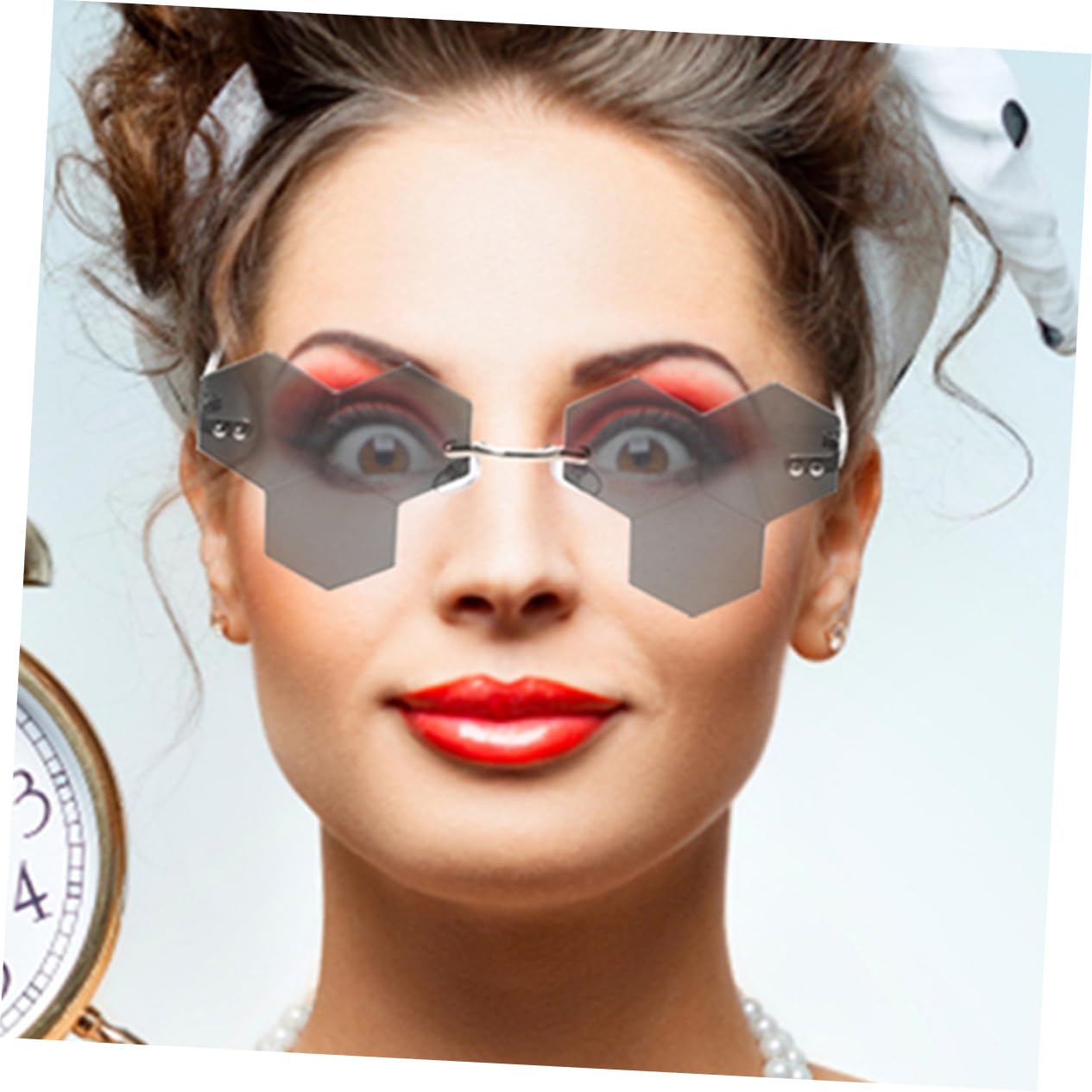 NOLITOY Glasses for Women Frameless Sunglasses Stylish Party Favor Fashion Shape