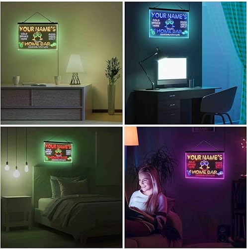 Miniatura 4 de Letrero de luz de neón LED tricolor personalizado con copa de vino tinto, decoración artística grabada en 3D  Personalizar nombre, fecha, texto,