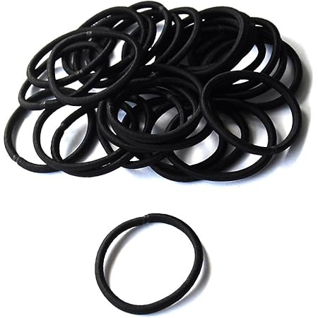 Amazon Co Jp パウダートレーディング ヘアゴム 黒 大量 50本入り リングゴム 太さ 4mm ビューティー