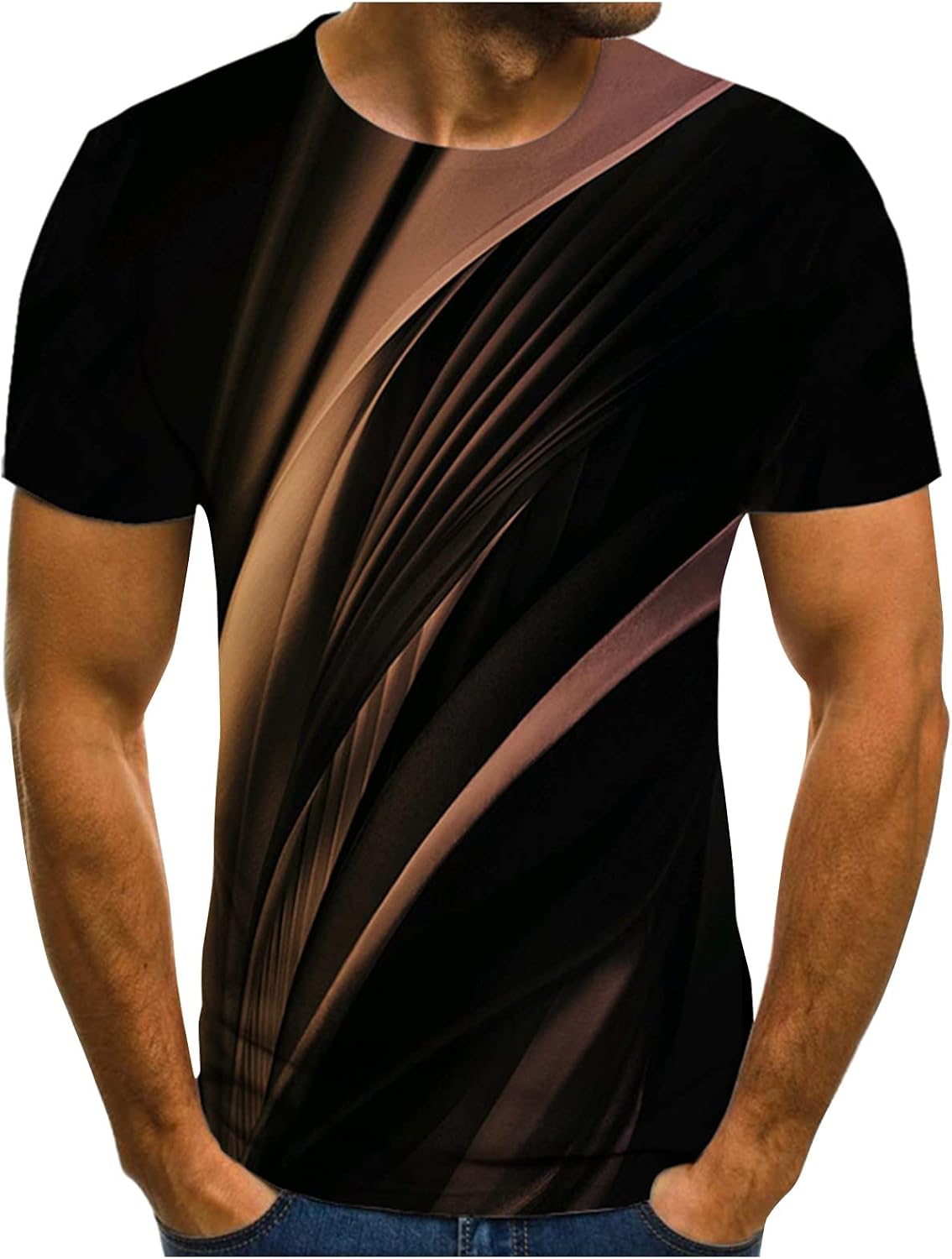 Ymosrh Men's Shirts T-Shirt Short Sleeve Printed Summer Round Neck Top Trend Casual Sweatshirt T Shirts Graphic