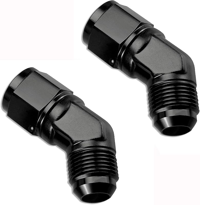 Adaptador de conexão 6AN FYWZ 45° com giro 360° em alumínio preto – 2 unidades