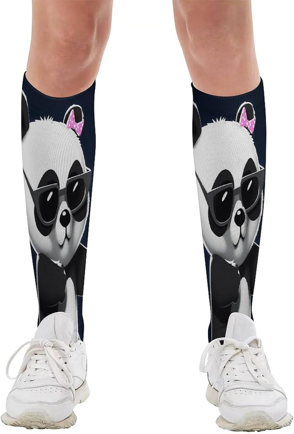 Cool Panda Mid-Calf Socks Women Warm Knee High Socks Cozy Hiking Skiing Soft Boot Mid Calf Stocking Unisex