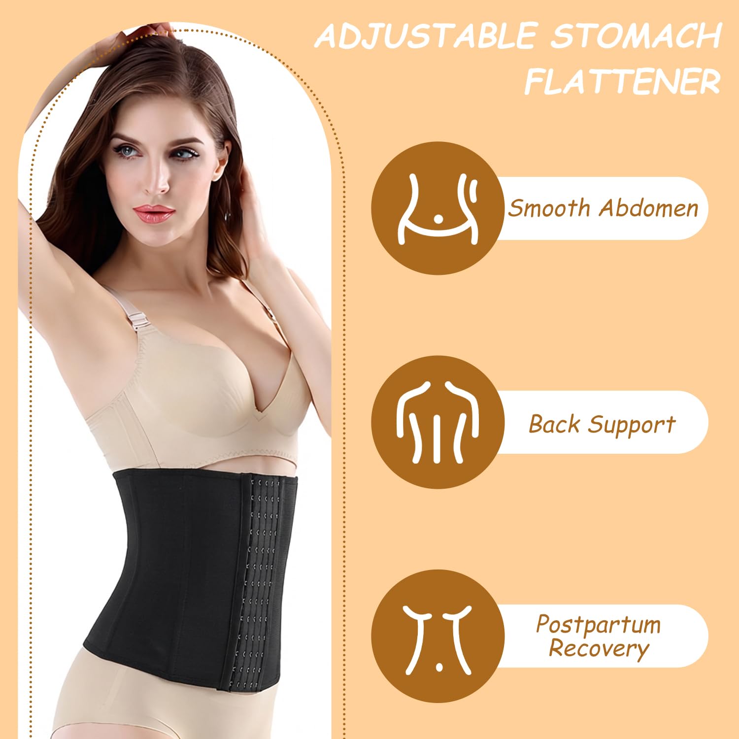 Faja Reductora, Faja posparto Ajustable para aplanar el Abdomen, Faja de Malla Transpirable, Moldeadora de Cintura para Mujer, Faja Moldeadora Adelgazante.