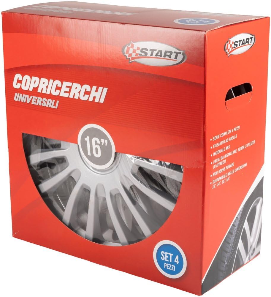 Monza 16'' grey wheel trims set of 4 ABS