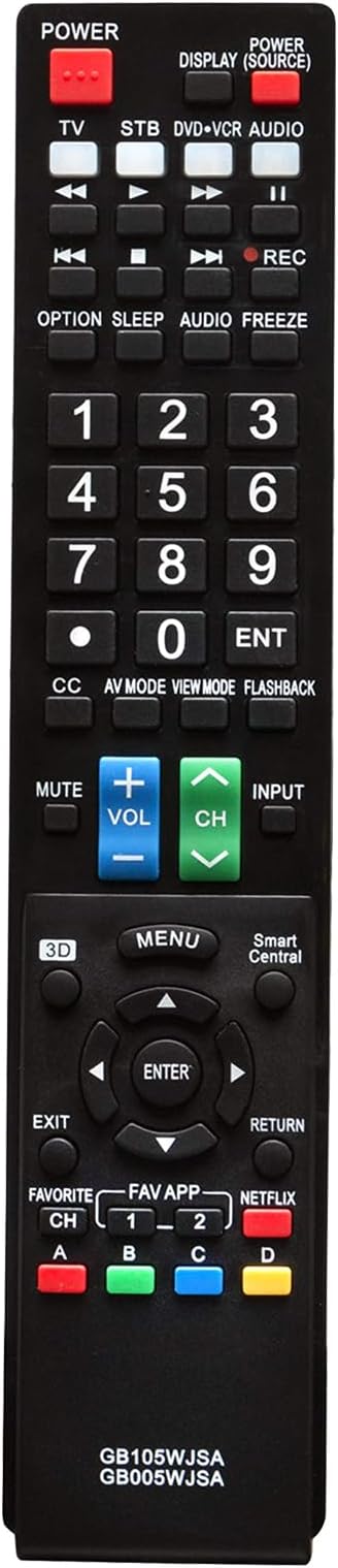 GB005WJSA GB105WJSA Replaced Remote Control fit for Sharp Aquos Smart TV GB004WJSA GA935WJSA GA890WJSA GB118WJSA LC52LE640U LC60C6400U LC60LE640U LC70C6400U LC60LE830U