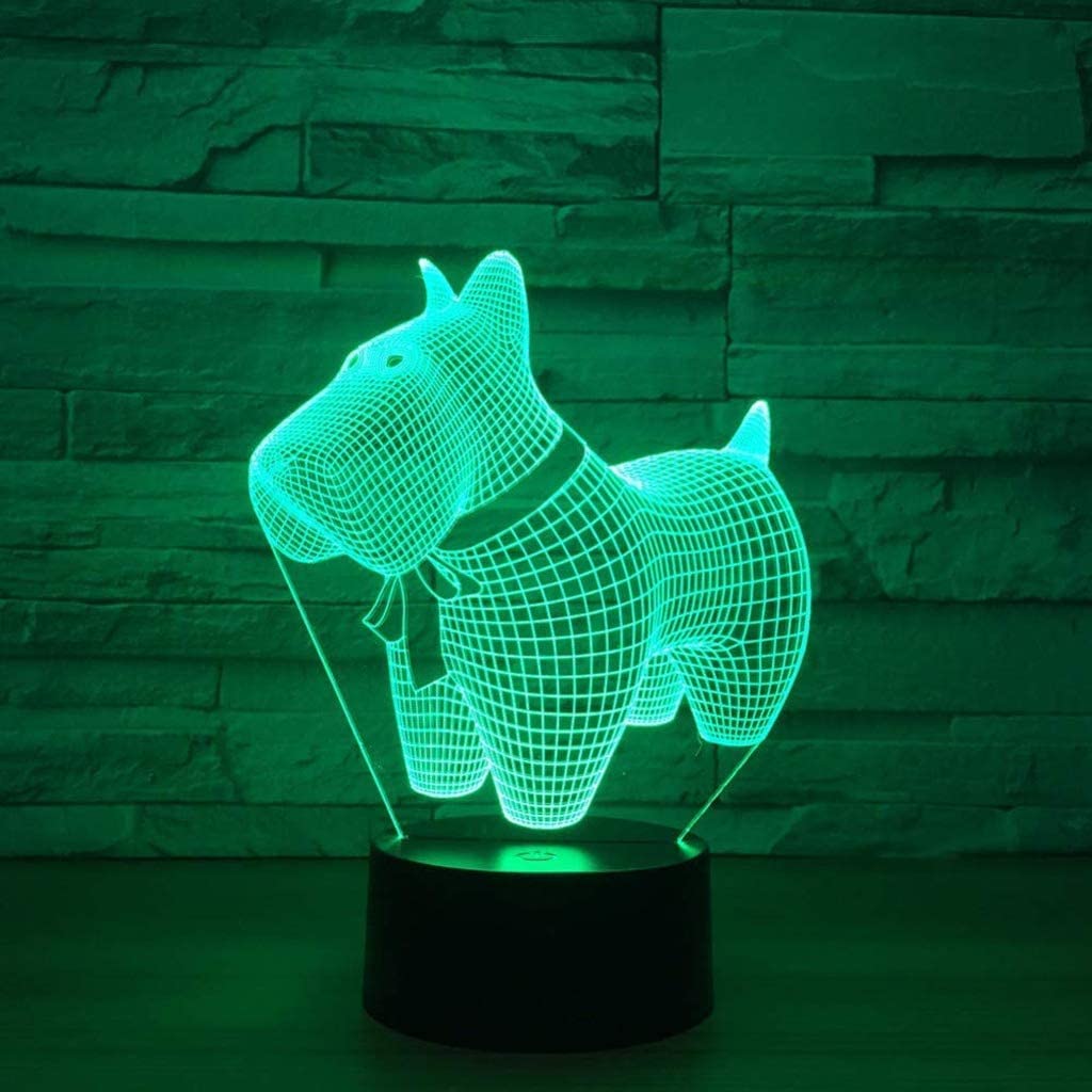 Veilleuse, adorable chien 3D lampe LED 7 couleurs changeantes animaux 3D veilleuse pour enfants jouet