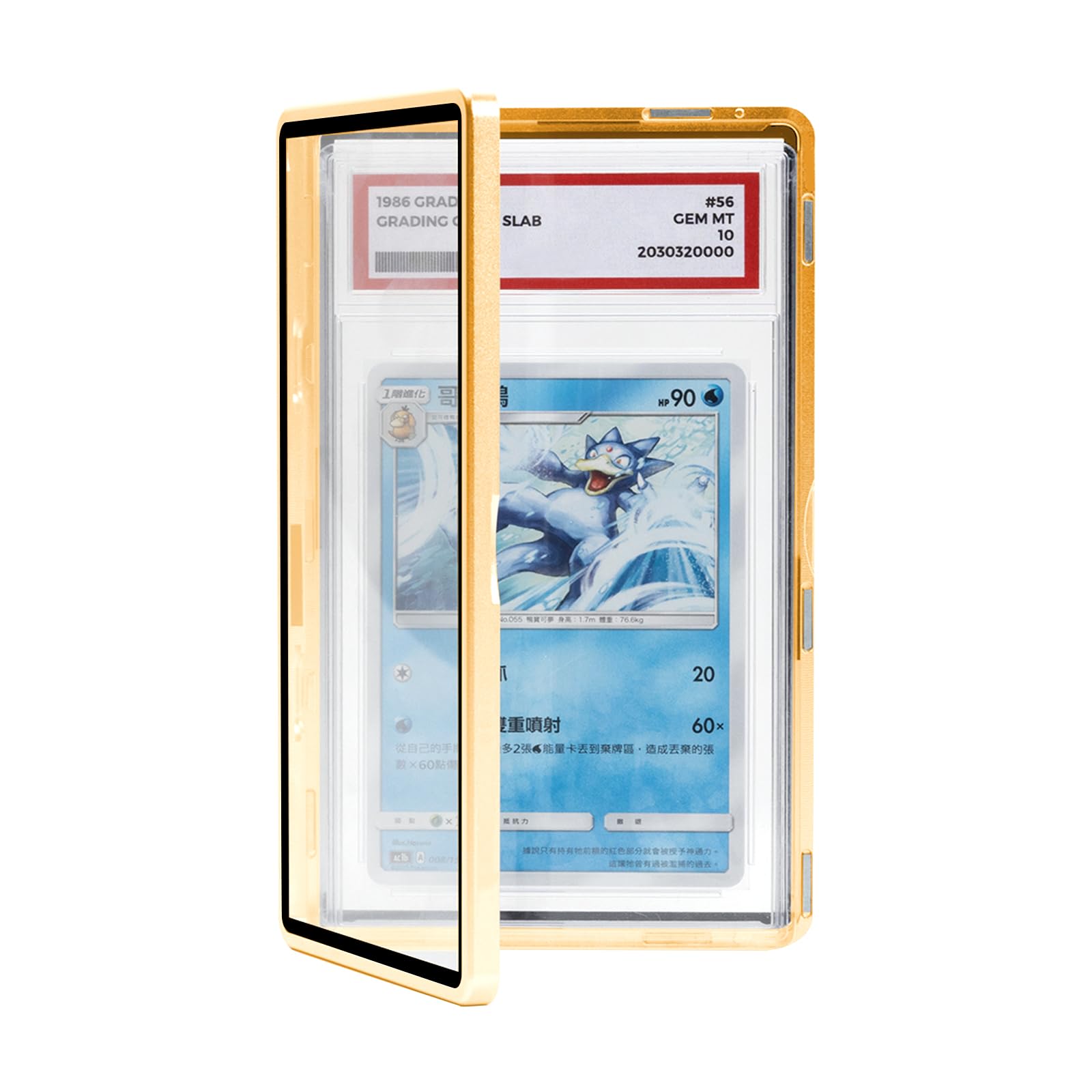 Magnetic Graded Card Slab Protector - Premium Aluminum Graded Card Showcase, Slab Protector with UV-Resistant Tempered Glass, Personalized Slab Bumper for Collectors, Gold