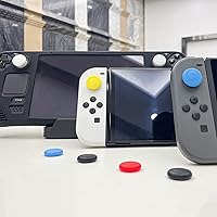 Vista 4 de Hosanwell Thumb Grip Set Joystick Caps Compatible with Steam DeckNintendo SwitchOLEDLite, RedBlueBlackWhiteYellow, 5 Pairs