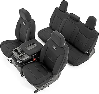 Rough Country Neoprene Seat Covers for Chevy Silverado & GMC Sierra 1500 (2019-2026) w/No Rear Seat Storage or Cup Holder