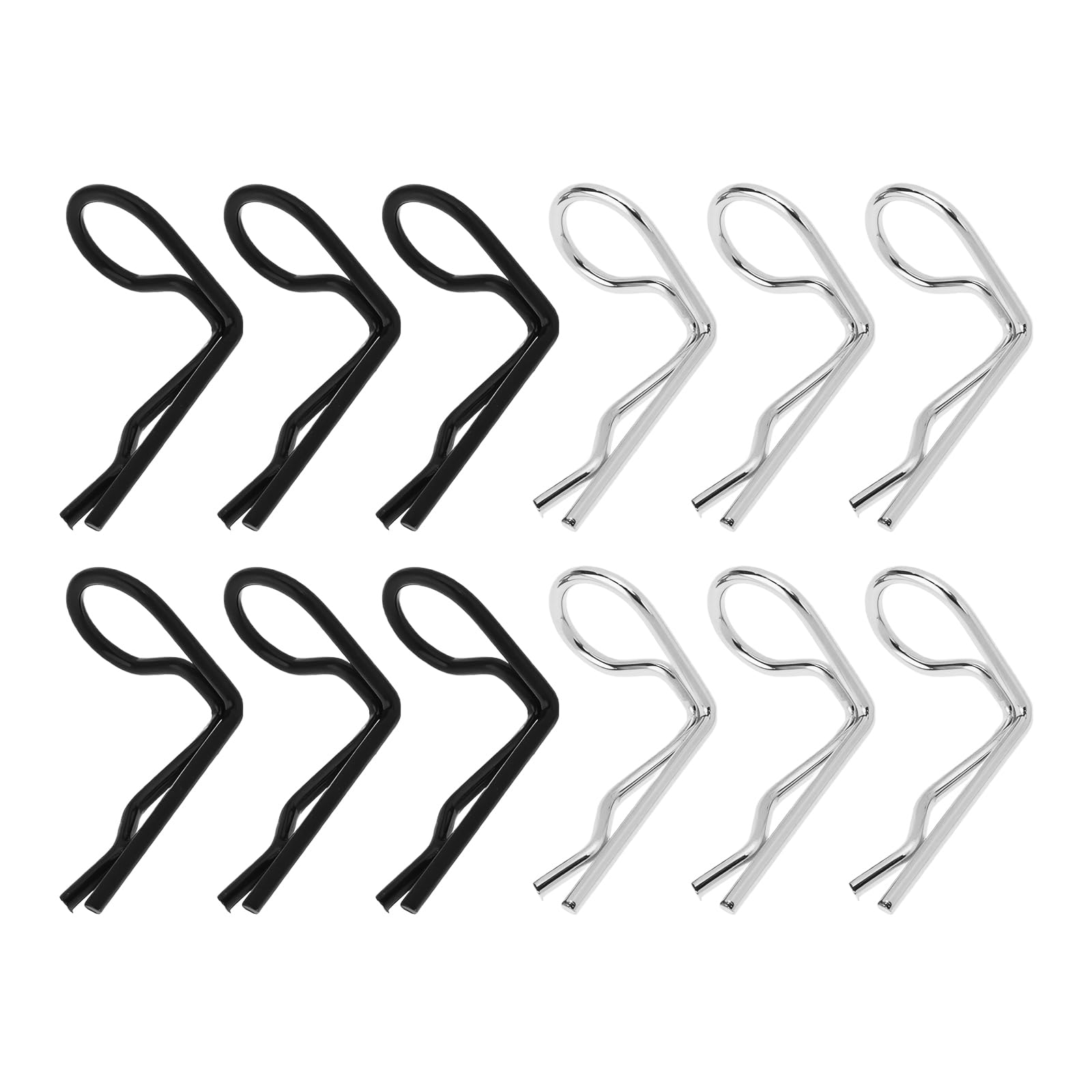 ECSiNG 60pcs 90-Degree Angle Body Clips Bent Spring Pins 1.2mm Rod for 1/10 and Some 1/12 Scale Model Car Crawler Truck Black and Silver 30pcs Each