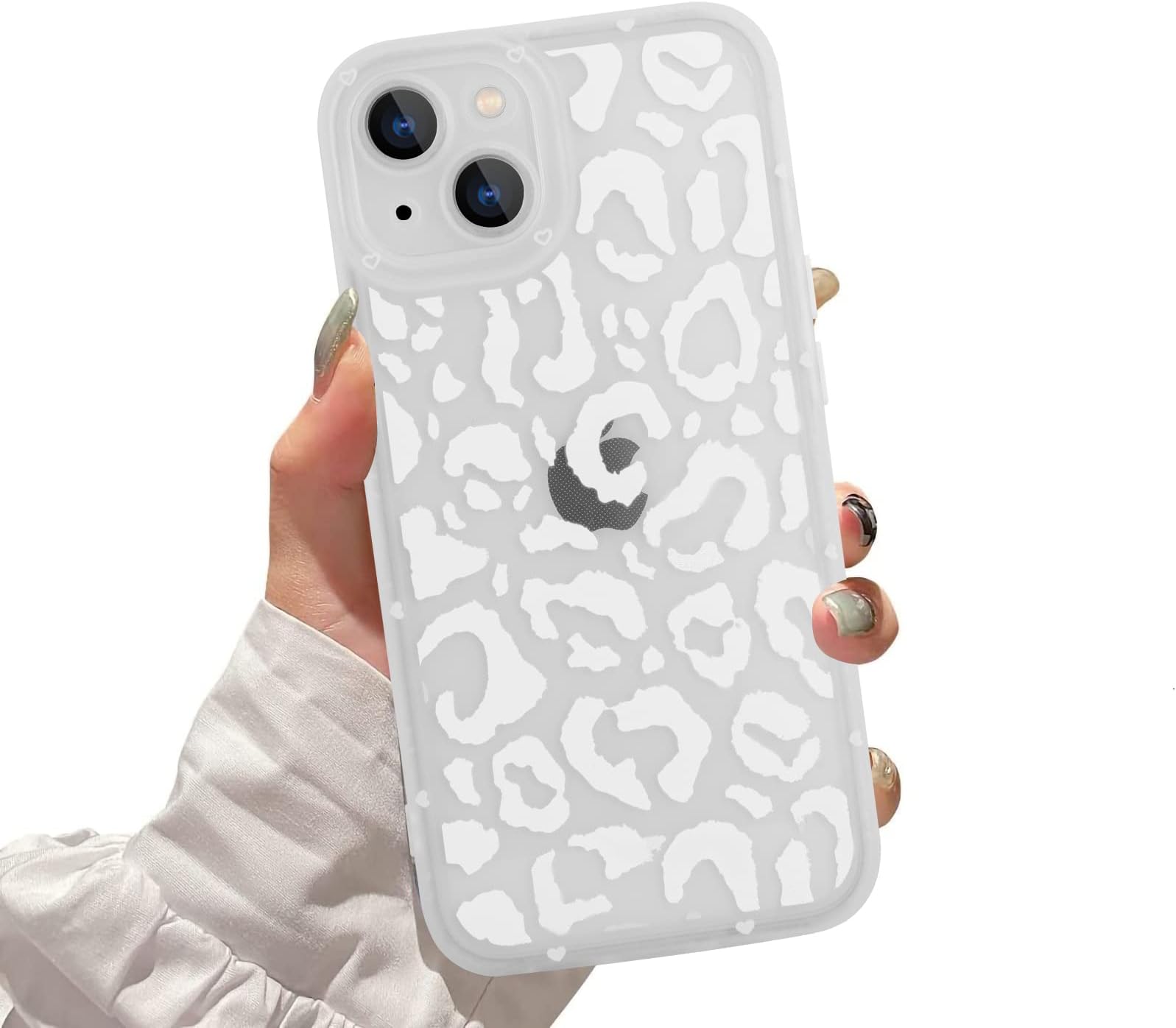 ZIYE for iPhone 13 Case White Leopard Pattern Clear Phone Case with Camera Protection,Silicone TPU Phone Protective Cover Cheetah Design Cases Compatible with iPhone 13 6.1 Inch