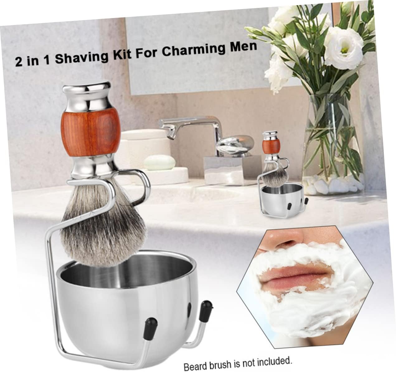 Stainless Steel Brush Stand Holder Set Safety Razor Kit Man Razor Holder Shaving Brush Stand