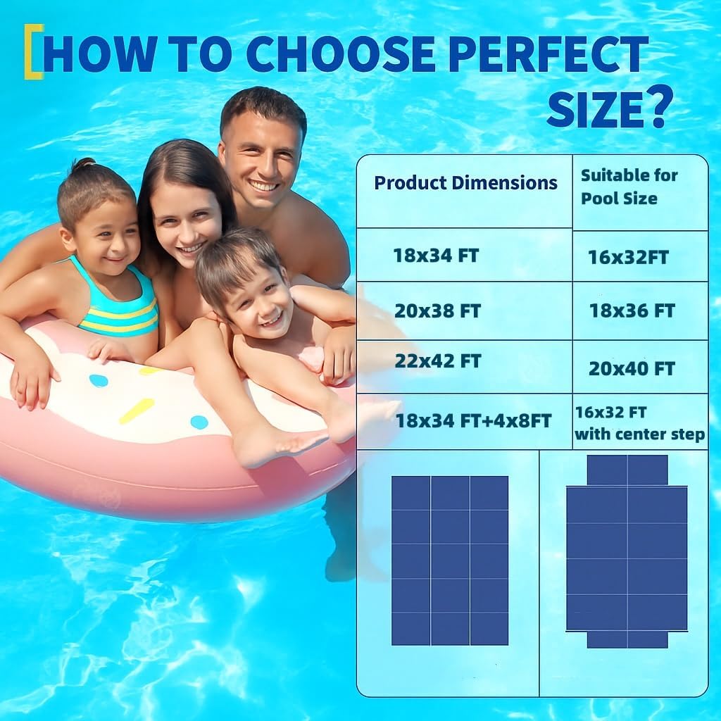 18 x 34 FT Inground Pool Safety Cover,Fits 16 x 32 FT Rectangular Underground Swimming Pools, Mesh Winter Pool Cover, Installation Hardware Included
