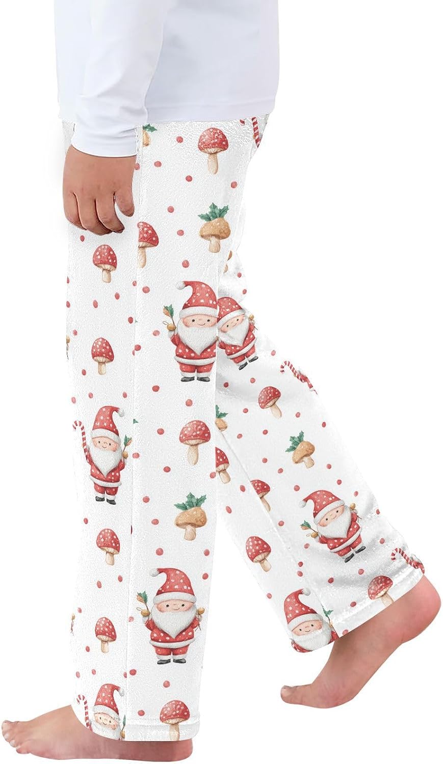 visesunny Santa Claus Candy Mushroom Boys Pants for Kids Fleece Bottoms Long Jogger Pants Trousers with Pockets Size 6-14Y
