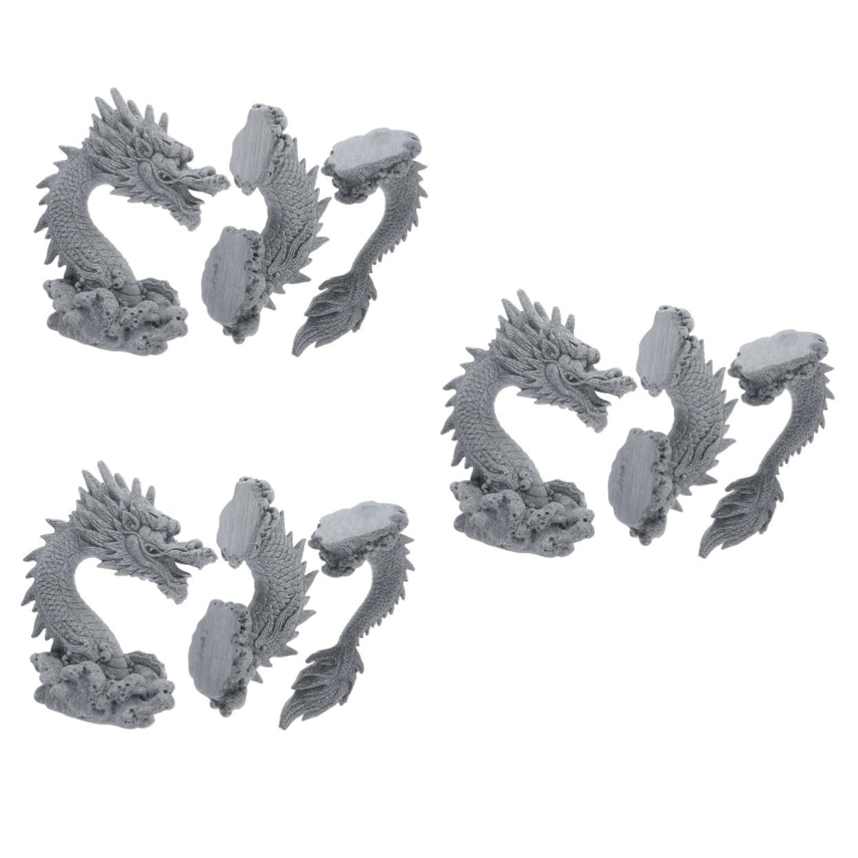 Statuette de dragon Zerodeko au design ciselé en grès gris