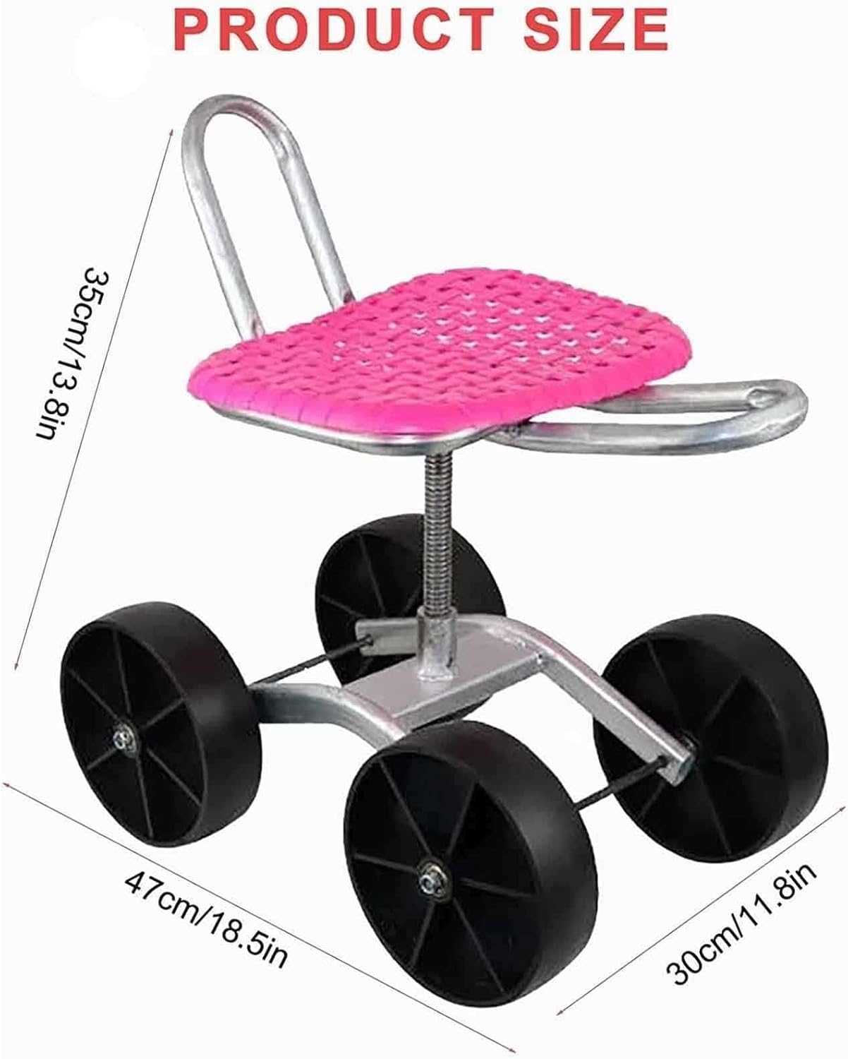 Gardening Work Seat Gardening Work Seat,with 4 Wheels, Rotating,Adjustable Height,Foldable,for Weeding Planting and Lawn Care