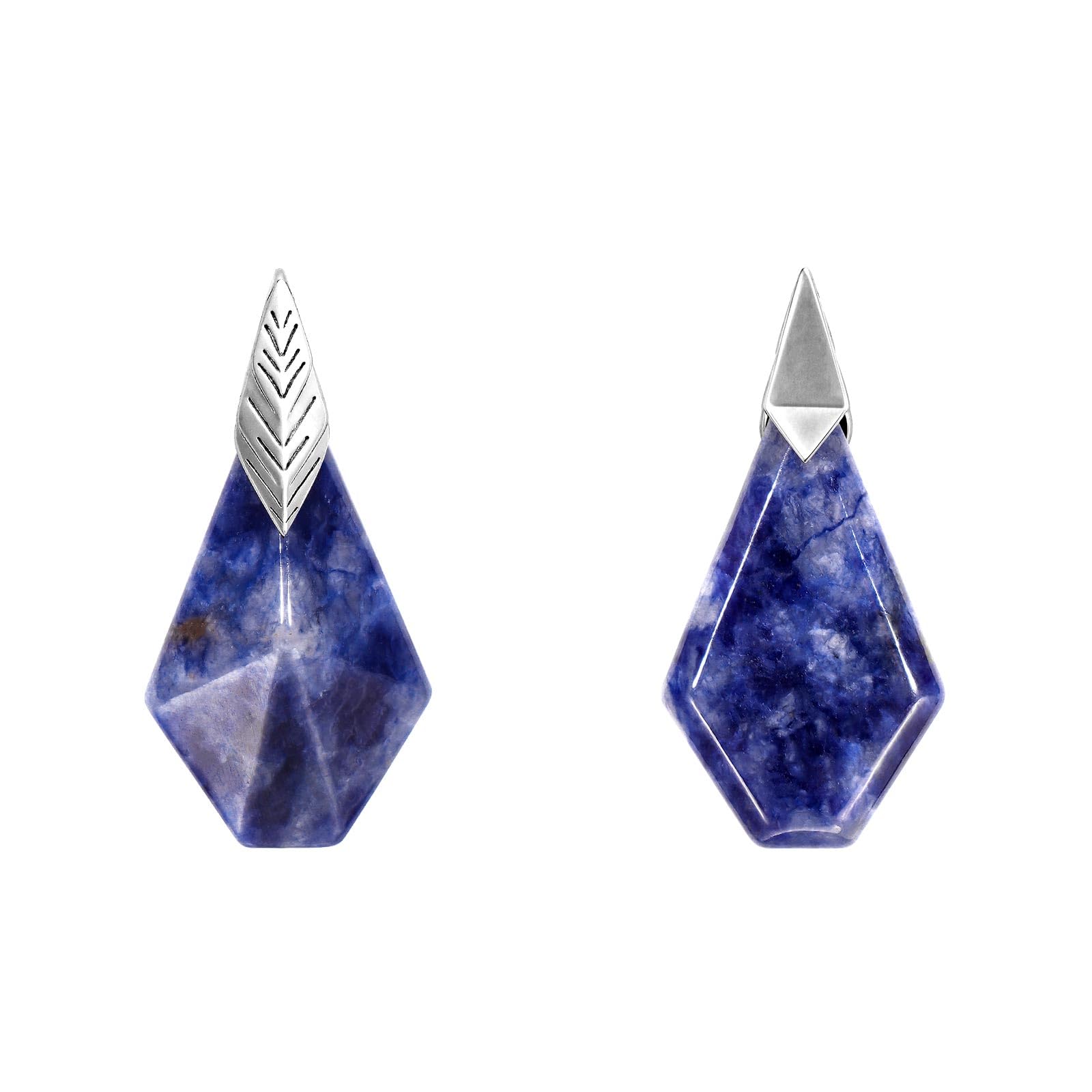 AWNL Sodalite Pendant Necklace for Men Natural Gemstone Sterling Silver Pendant Necklace with Stainless Steel Chain Waxed Cord Gift for Men