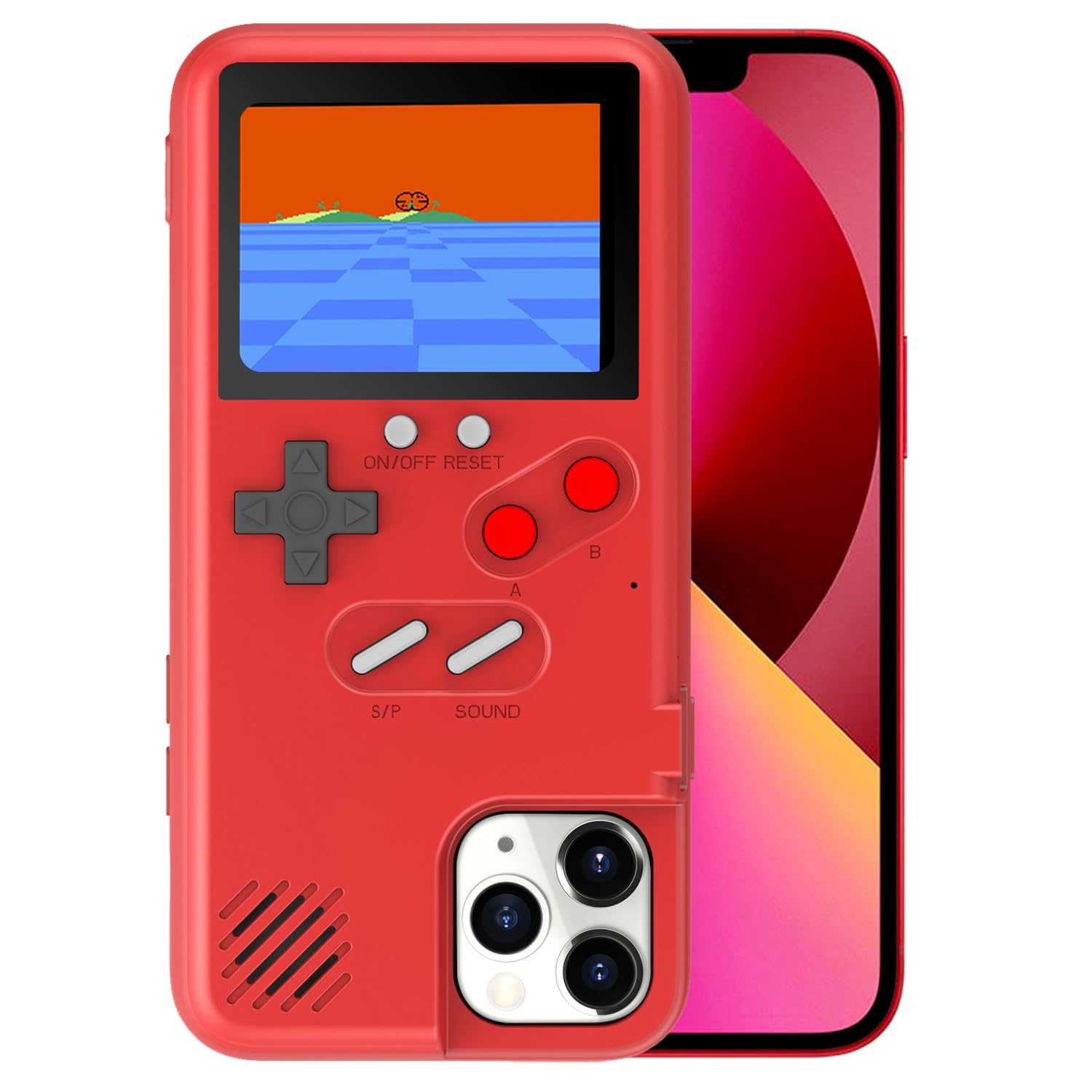 Chu9 Game Phone Case, 168 Built-in Small Video Games, Red, Compatible with iPhone 13 Pro Max