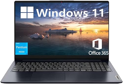 Lenovo IdeaPad - Computadora portátil, pantalla FHD de 15.6 pulgadas, procesador Intel Pentium Silver N6000, Windows 11 Home, 12 GB de RAM, 256 GB