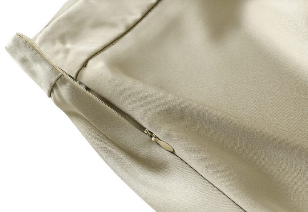 Gonne A Ruota,Gonna Longuette Da Donna Gonna A Trapezio A Vita Alta In Raso Verde Chiaro Cerniera Alla Moda Gonne Lunghe Eleganti Con Volant Increspato Flusso In Tinta Unita Per Ragazze Signore,Xl