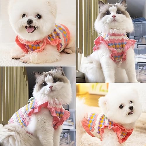 Miniatura 10 de Suéter arcoíris para cachorros y perros pequeños, sudadera de punto para perro, ropa cálida para mascotas, para gatito, chihuahua, yorkie, caniche,