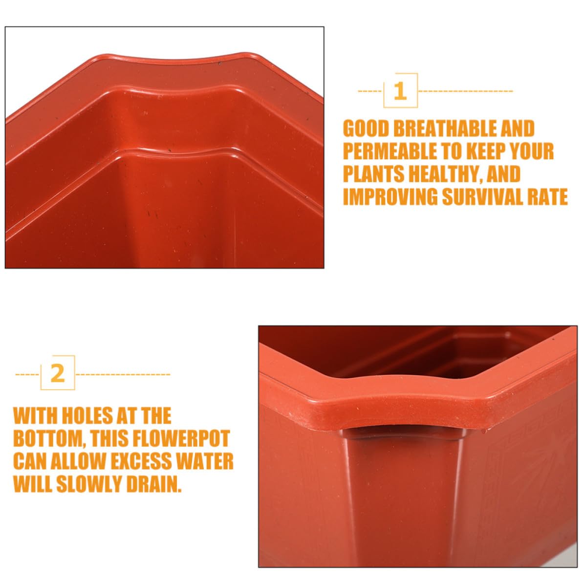 SEWACC 10 Piezas Macetas Rectangulares de Plástico para Plantas Maceteros Pequeños para Interior con Drenaje para Balcón y Decoración de Jardín
