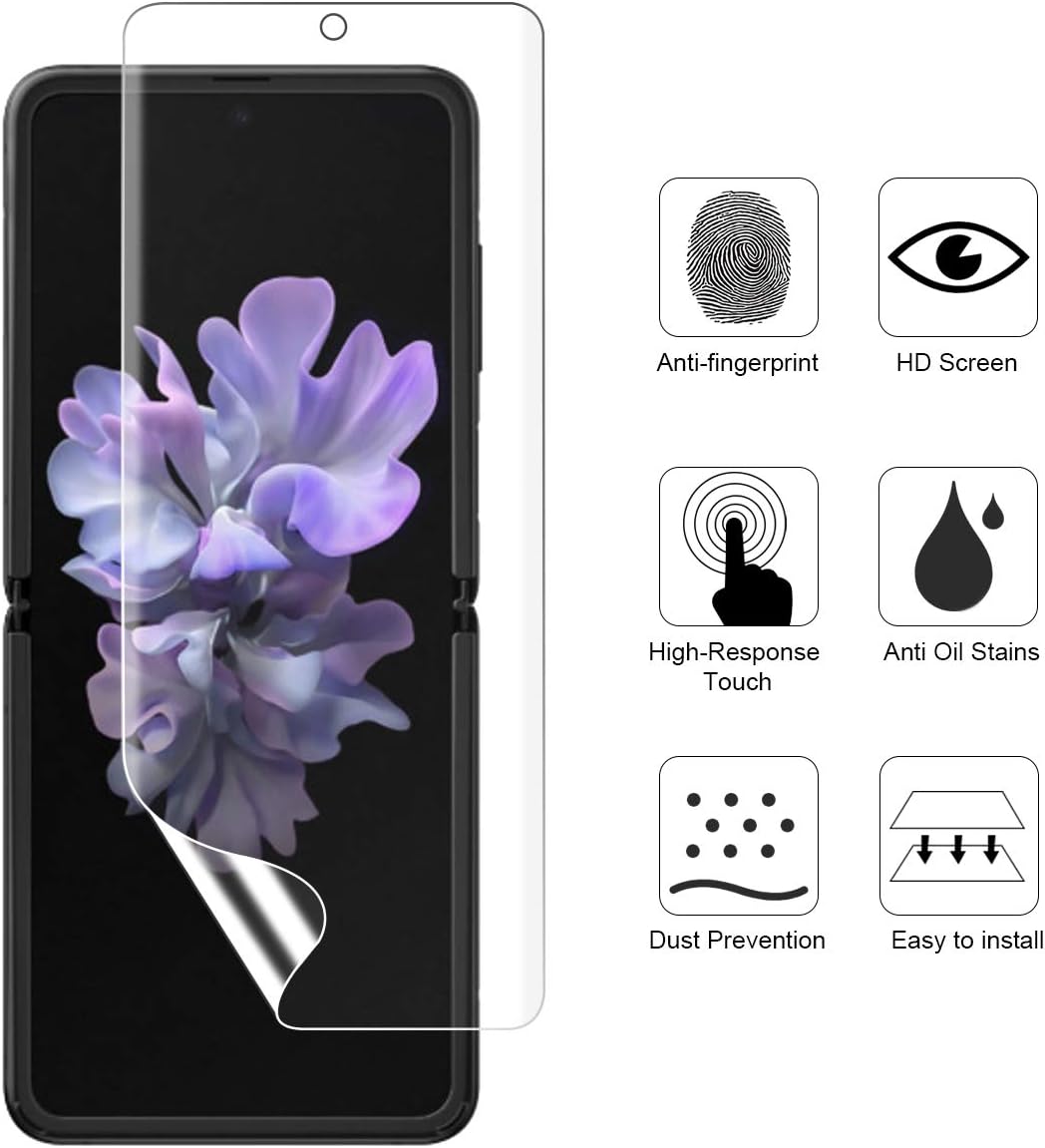 (3 Sets) Ermorgen Protector Compatible For Samsung Galaxy Z Flip 5G 2020 Released (Full Coverage) High Definition Edge to Edge HD, Anti-Scratch (Lifetime Replacement)
