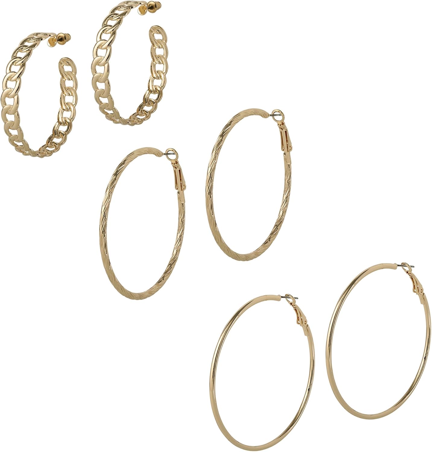 Jessica Simpson Hoop Earrings for Women 3 Pairs, Fashion Valentines Earrings Pack, Ladies Gifts