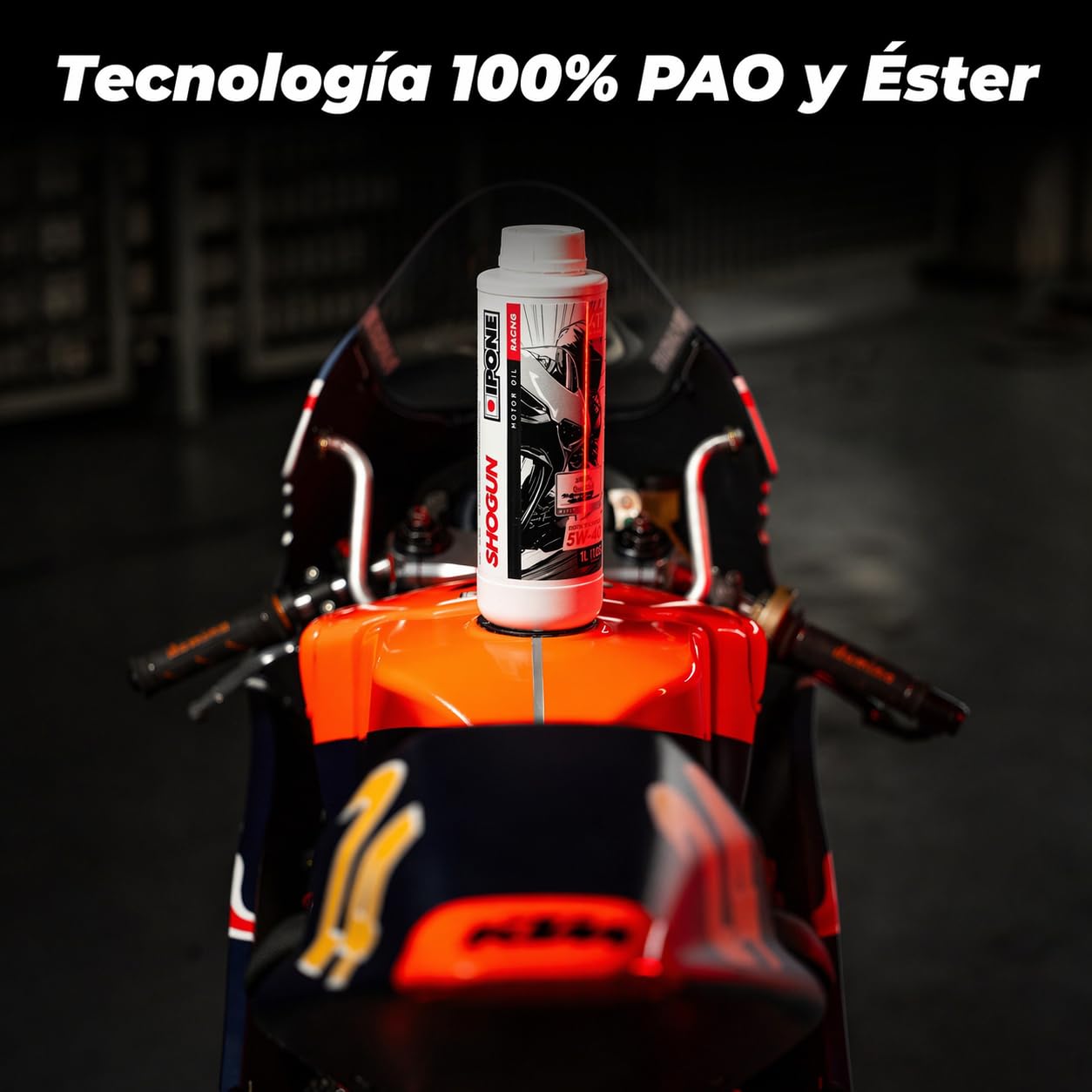 IPONE – Aceite de Motor para Moto 4 Tiempos 5W40 Shogun – Envase de 4 litros – 100% sintético – Gama Racing –Prestaciones excepcionales –Máxima protección del Motor –Probado y Aprobado en competición
