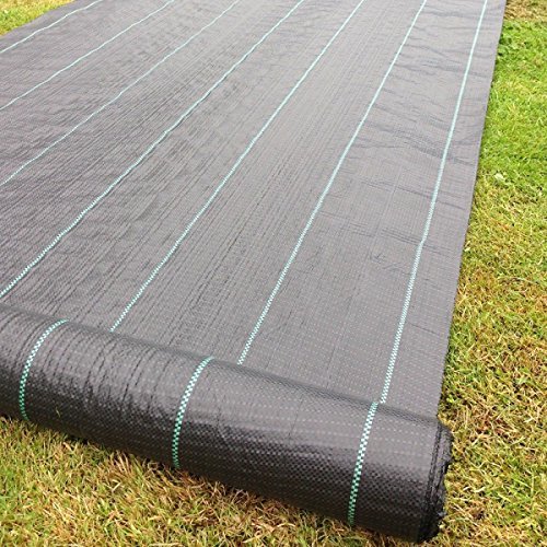Yuzet Black Heavy Duty Weed Control Fabric, 2M X 25M, With 40 Free Pegs