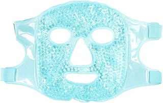 PUNELE Enfriador facial flexible con cuentas de gel para aliviar el estrés y los ojos hinchados, paquete de plomo y cara (azul cielo)