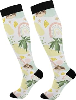501 Compression Socks Cute Sloth Sports Socks Soft Calf Socks Comfortable Crew Socks For Outdoor Walking Women 40cm