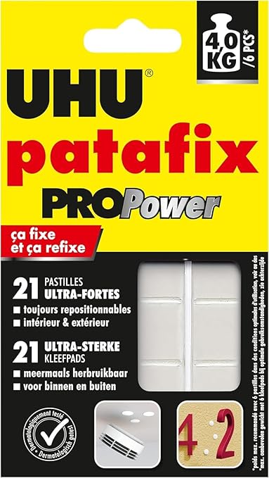 UHU Patafix Propower - Pastilles Adhésives Prédécoupées, Pâte à Fixer, Ultra-fortes & Patafix Déco - Pastilles Adhésives Prédécoupées, Pâte à Fixer, Super-Fortes, Repositionnables