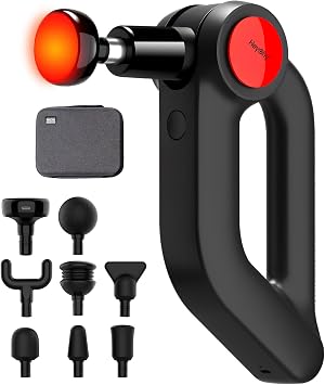 HEYCHY Deep Tissue Massage Gun with Heat, 12mm Amplitude Percussion Massager for Athletes & Muscle Relief, Professional Handheld Masssger Gun for Neck, Back, Shoulder, Leg, Gift for Men, Black