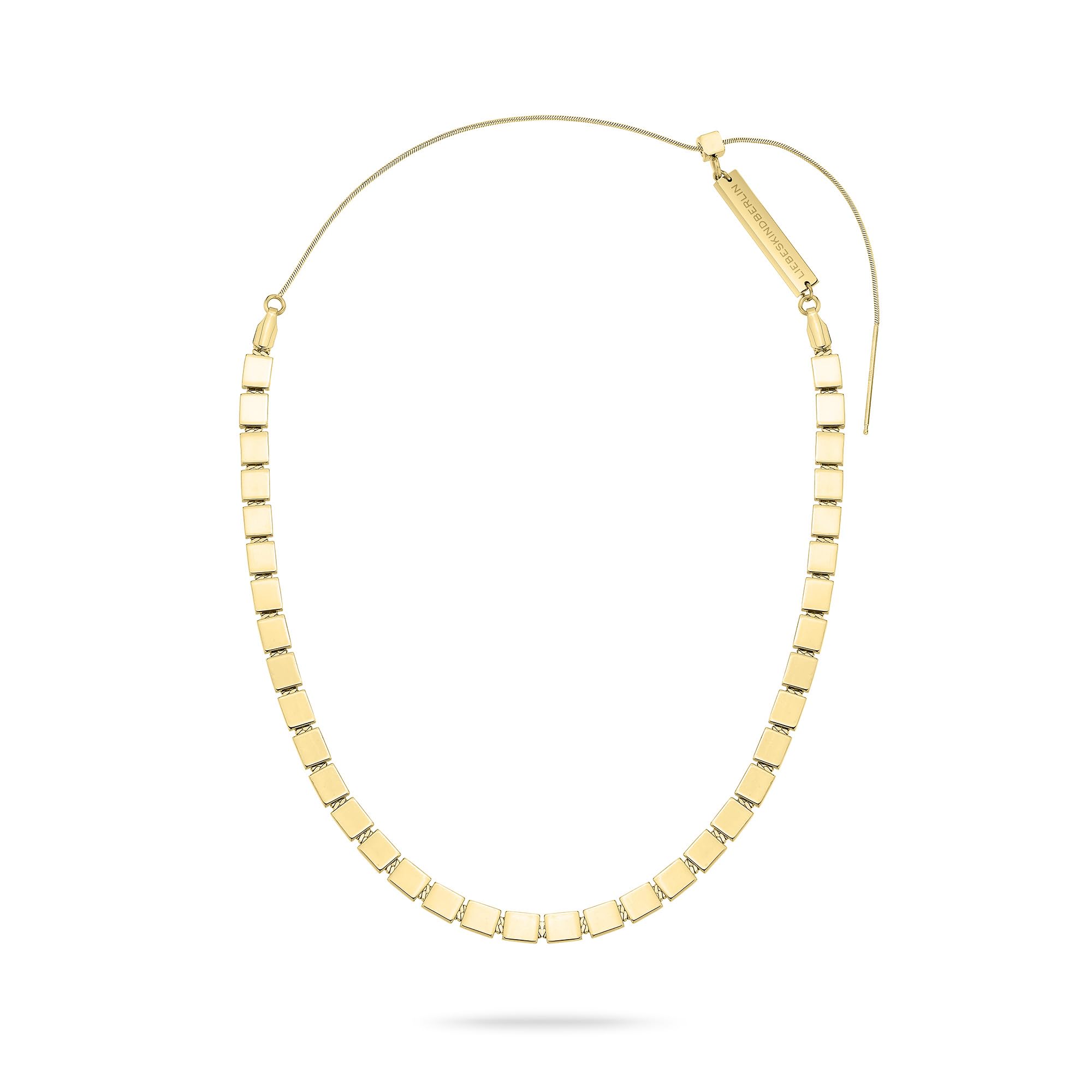 LIEBESKIND BERLIN Damen Schmuck – Kette, Armband und Ohrringe aus Edelstahl - ein schimmerndes Spiel aus rechteckigen Plättchen in Silber, Gold & Roségold
