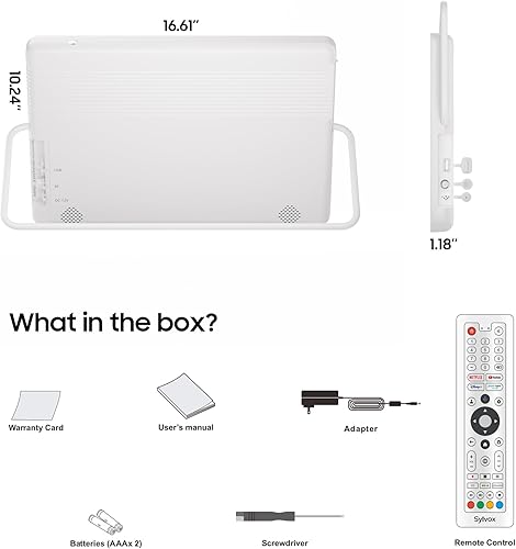 Miniatura 3 de SYLVOX Smart TV portátil de 15.6 pulgadas, televisión de 12 voltios, batería de 10000 mAh, IP66, impermeable, altavoces duales, WiFi, 300nits,