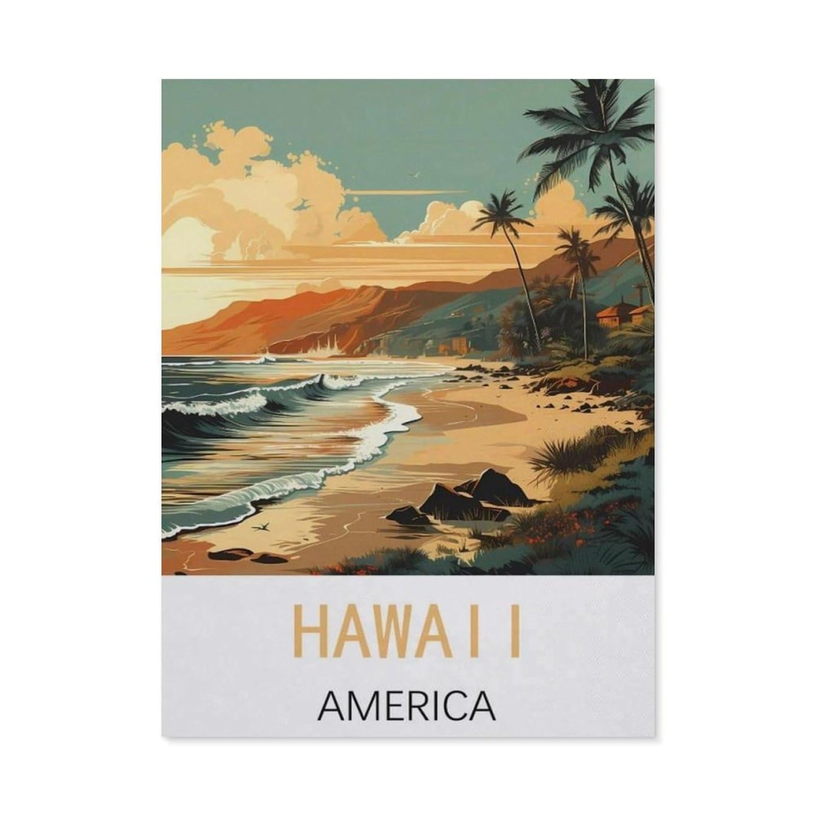 BEAYODKP 5D DIY Full Round Drill Diamond Painting，Hawaii America