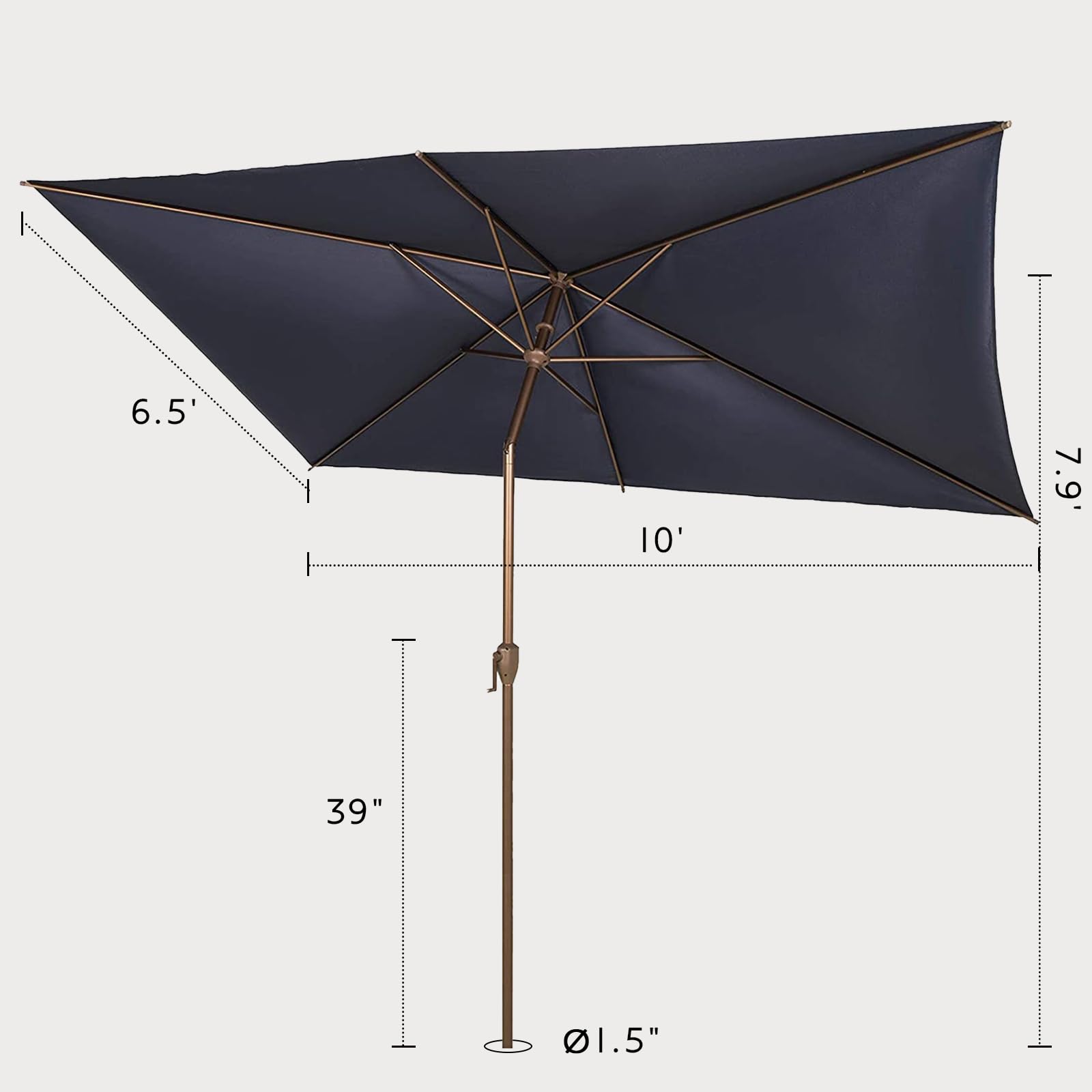 Abba Patio 6.5FT Outdoor Patio Umbrella Outdoor Table Umbrella with Crank Market Umbrella 6 Sturdy Ribs UV Protection Waterproof and Push Button Tilt for Garden Deck Backyard Pool,Dark Blue : Clothing