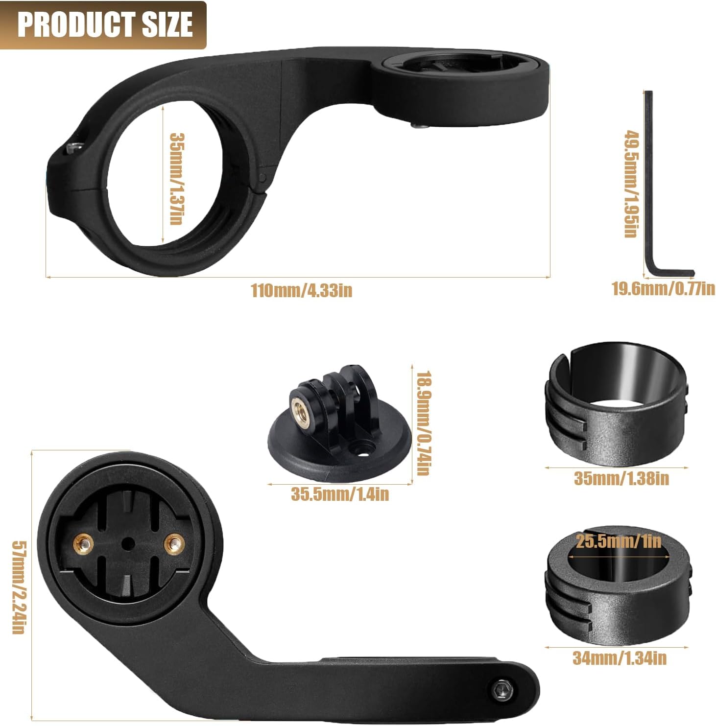 Out Front Bike Mount Compatible with Garmin Edge 540 530 520 510 500 200 130 20 25 800 810 820 830 840 1000 1040 1030 1050 Plus Explore 2 XOSS G/G+ GPS Computer MTB Cycling Handlebar Holder