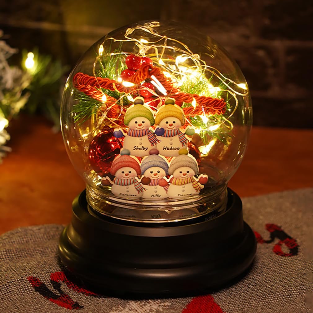 Ozinna Personalized Snowman Name LED Night Lamp,Custom Family Name Night Light Home Decor 7 Color Changing Bedside Lamp for Living Room Bedroom Nursery,Christmas Gifts for Mom Dad Grandma