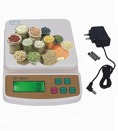 MOBONE Digital 10kg x 1g Kitchen Scale Balance Multi-Purpose Weight Measuring Machine with Adapter(Charger) Weighing Scale (SF_400A)