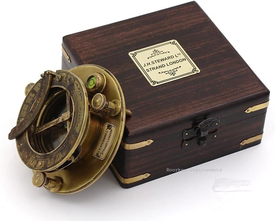 Compass Gift for Mom/Dad, Antique Nautical Directional Magnetic Sundial Pocket Compass Gifts for Women/Men with Leather Case or Wooden Box, Baptism 2026 Communion Christian Luxury Gift, Anniversary