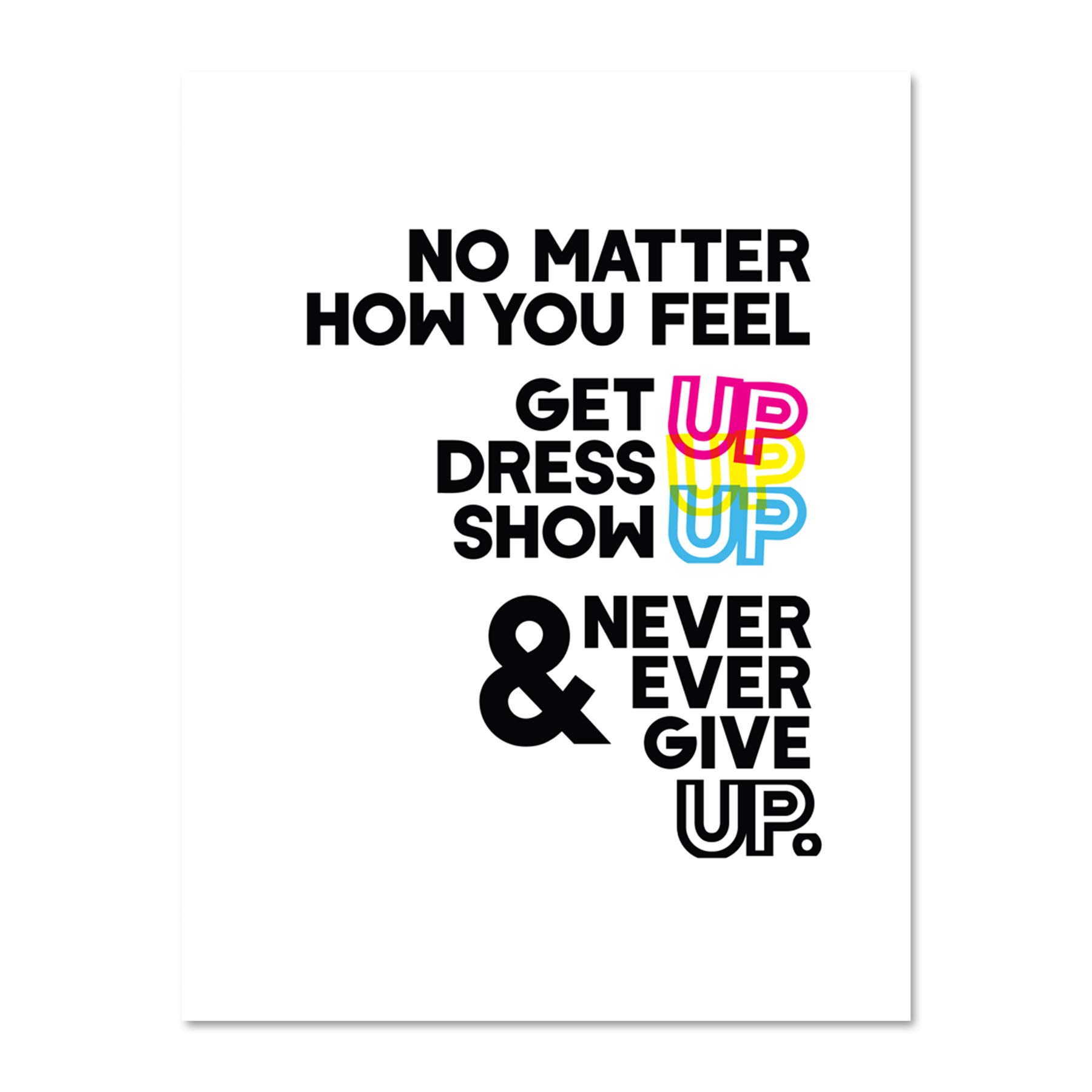Motivational Get Up Never Give Up Cmyk Large Framed Art Print Poster Wall Decor 18x24 inch