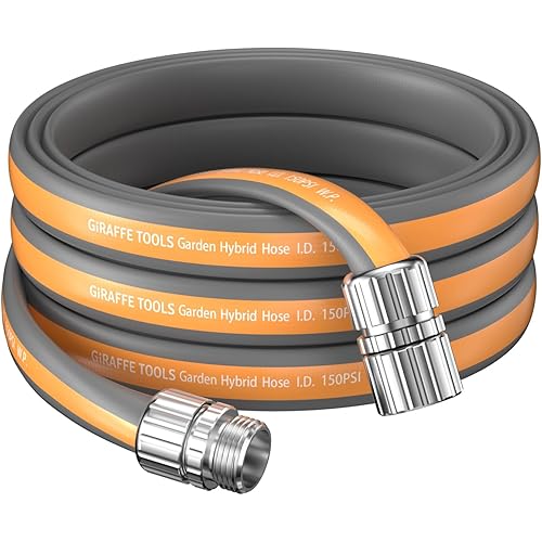 Giraffe Tools Garden Hose 25FT, 5/8" Flexible Lay Flat Water Hose, Custom Length, Leakproof Gardening Hose with Male to Female Fitting, Lightweight Hybrid Hose Pipe for Garden & Yard