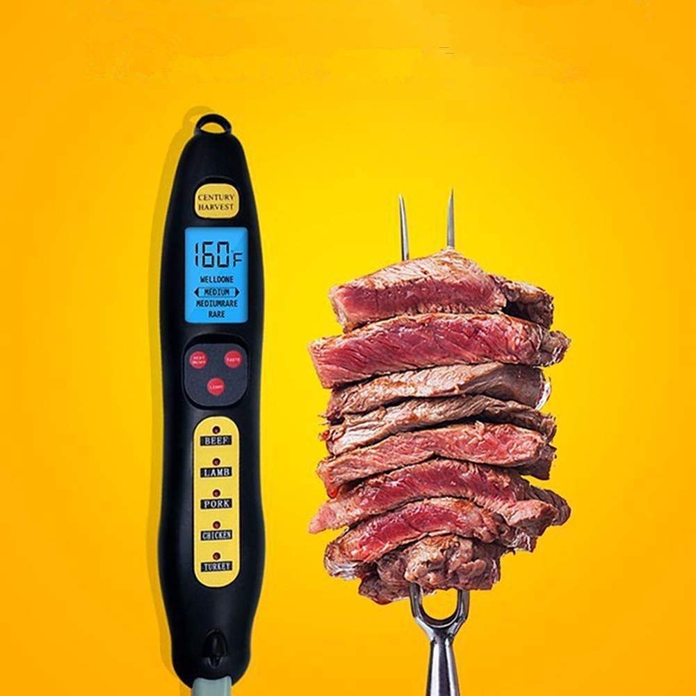 Termómetro Digital para Carne de Barbacoa, termómetro Digital rápido y preciso para Alimentos con retroiluminación, calibración, para freír, Barbacoa, Parrilla y Pavo asado
