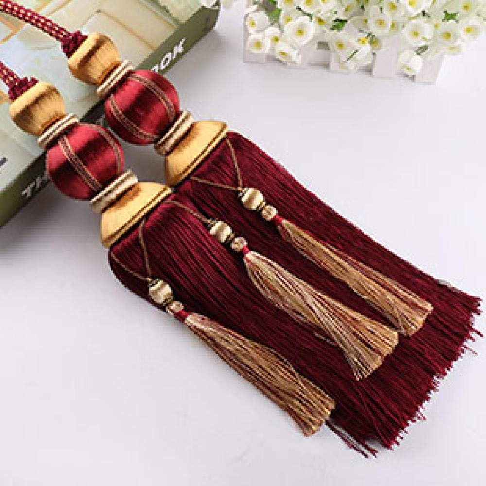 Embrasse De Rideau À Double Boule, Attache De Rideau Suspendue, Sangle De Corde, Pompon Suspendu, Boucle De Rideau, Crochet De Rideau/Rouge Vin