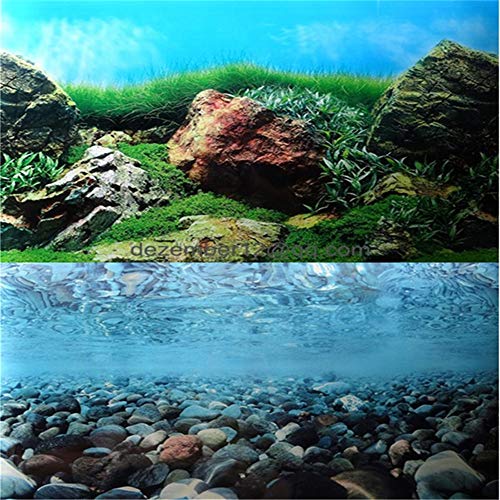 Donau 12" 16" 20" 24" High Aquarium Background Poster Rock Ocean Double Sides Fish Tank Landscape Backdrop Wall Paper Décor (24" H X71 L) #TOP2