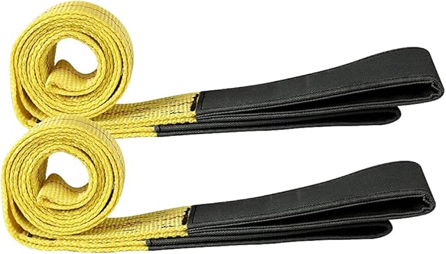 Pindex 2Pcs Webbing Lifting Sling Strap: 1.8M Heavy Duty Polyester Cargo Tow Sling Strap Strop, Max Breaking Strength 9000lbs